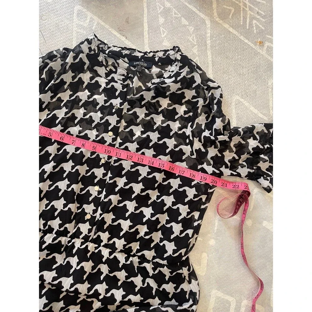 Kenzie Houndstooth Chiffon Lightweight Dress Size 14 - Picture 9 of 9